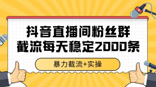 抖音直播间粉丝群暴力截流，一台电脑每天稳定2000条数据【揭秘】-鱼丸网创