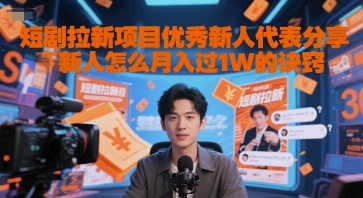 短剧拉新项目优秀新人代表分享新人怎么月入过1W的诀窍-鱼丸网创