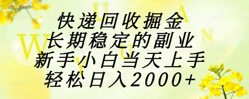 快递回收掘金，长期稳定的副业，新手小白当天上手，轻松日入2000+-鱼丸网创