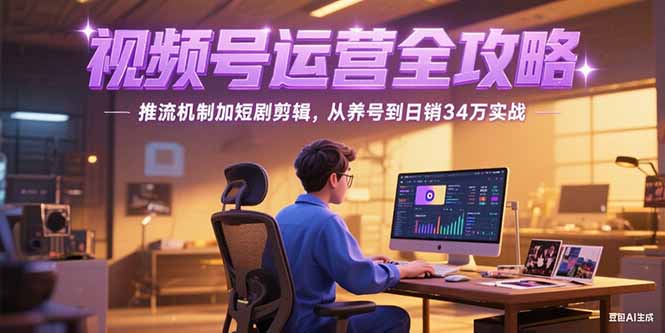 2025视频号运营全攻略，推流机制加短剧剪辑，从养号到日销34万实战-鱼丸网创