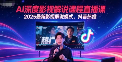 AI深度影视解说课程直播课，2025最新影视解说模式，抖音热推-鱼丸网创