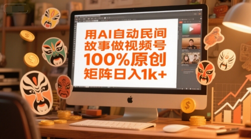 用AI自动民间故事做视频号，100%原创，矩阵日入1k+-鱼丸网创