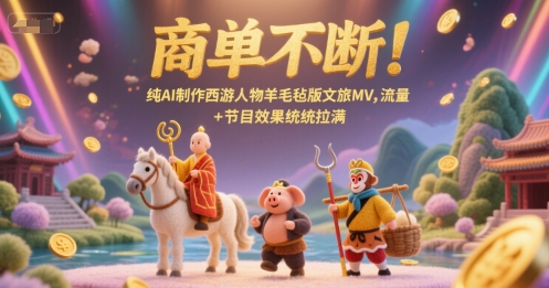 商单不断！纯AI制作西游人物羊毛毡版文旅MV，流量+节目效果统统拉满-鱼丸网创
