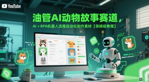 油管AI动物故事赛道，AI+RPA机器人流程自动化制作素材【保姆级教程】-鱼丸网创