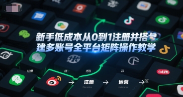 新手低成本从0到1注册并搭建多账号全平台矩阵操作教学，手机号-邮箱-IP-工具-鱼丸网创