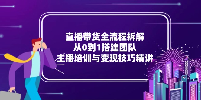 直播带货全流程拆解：从0到1搭建团队，主播培训与变现技巧精讲-鱼丸网创