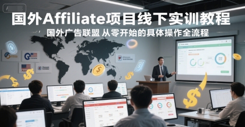 国外Affiliate项目线下实训教程，国外广告联盟从零开始的具体操作全流程-鱼丸网创