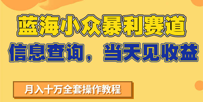 蓝海小众暴利赛道，信息查询，当天见收益，不讲玄学，7天搞了2万+-鱼丸网创