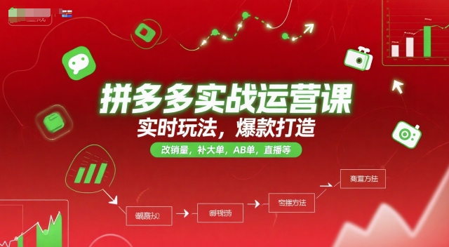 拼多多实战运营课，实时玩法，爆款打造，改销量，补大单，AB单，直播等(更新2025月)-鱼丸网创