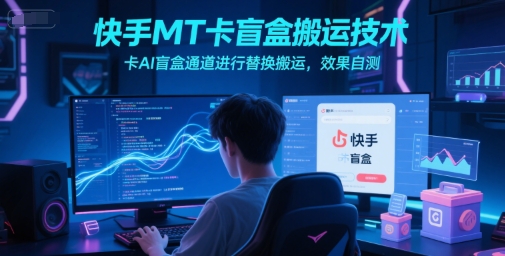 快手MT卡盲盒搬运技术，卡AI盲盒通道进行替换搬运，效果自测-鱼丸网创