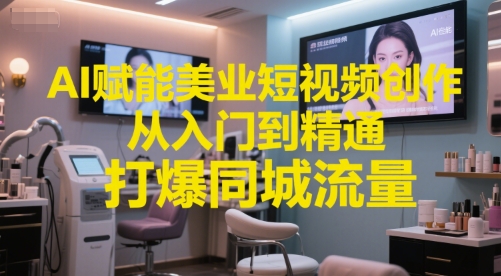 AI赋能美业短视频创作，从入门到精通，打爆同城流量，超级AI工具短视频实操落地-鱼丸网创