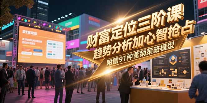 财富定位三阶课，趋势分析加心智抢占，附赠91种营销策略模型-鱼丸网创