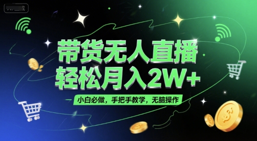 带货无人直播，轻松月入2W+，小白必做，手把手教学，无脑操作(附学习资料)-鱼丸网创